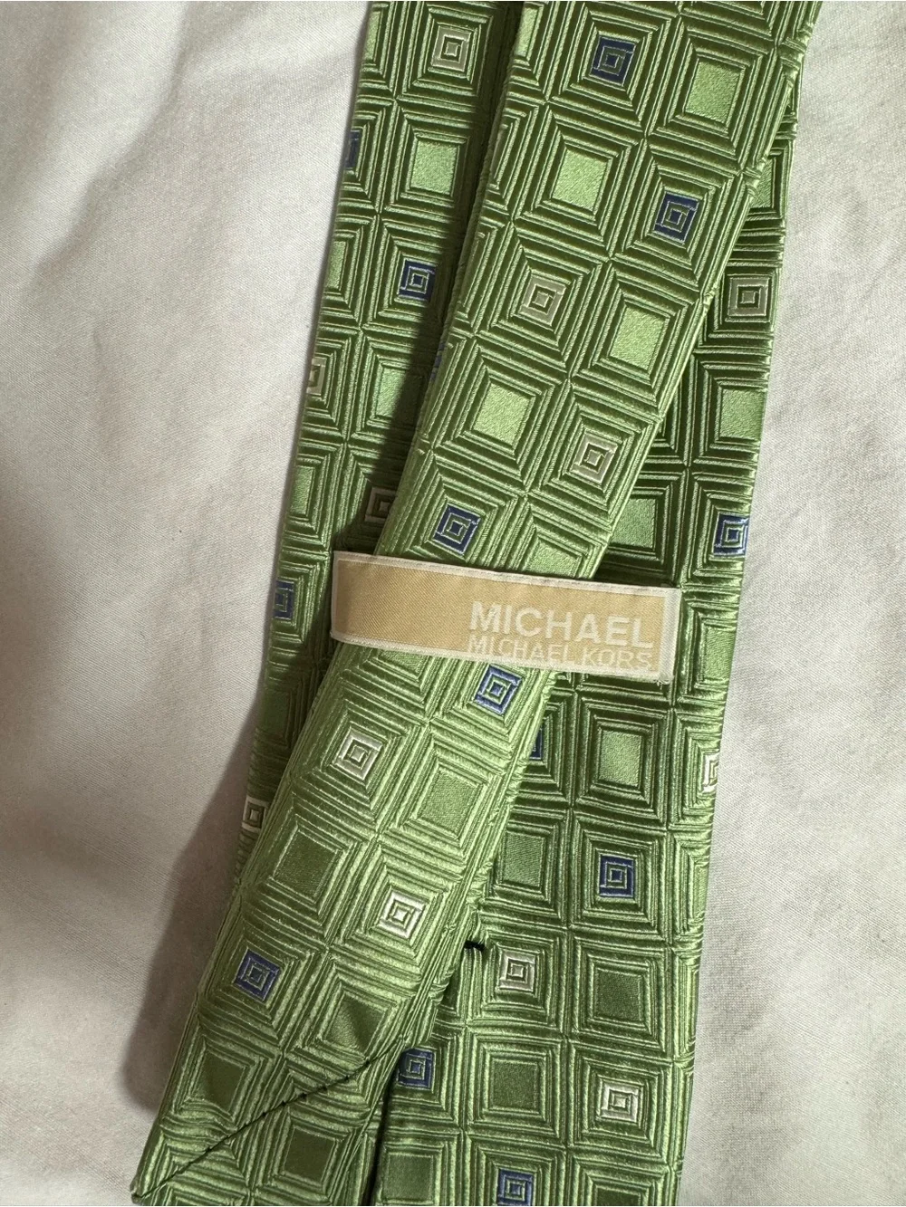 Michael Kors Light Green Geometric Square Tie